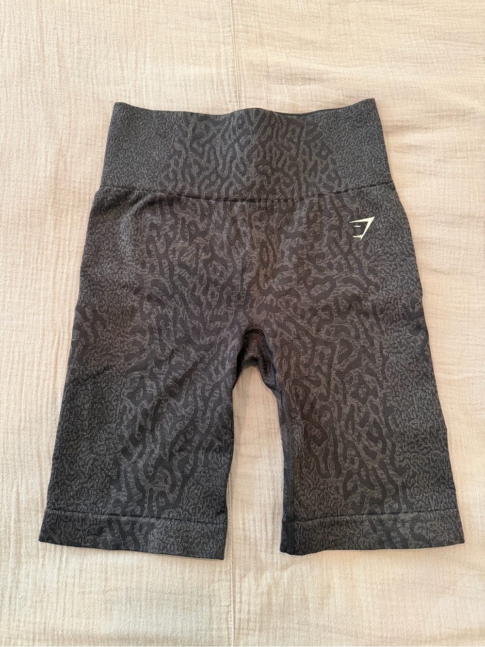 Gymshark Black Grey Leopard-Print High-Rise Bike Shorts